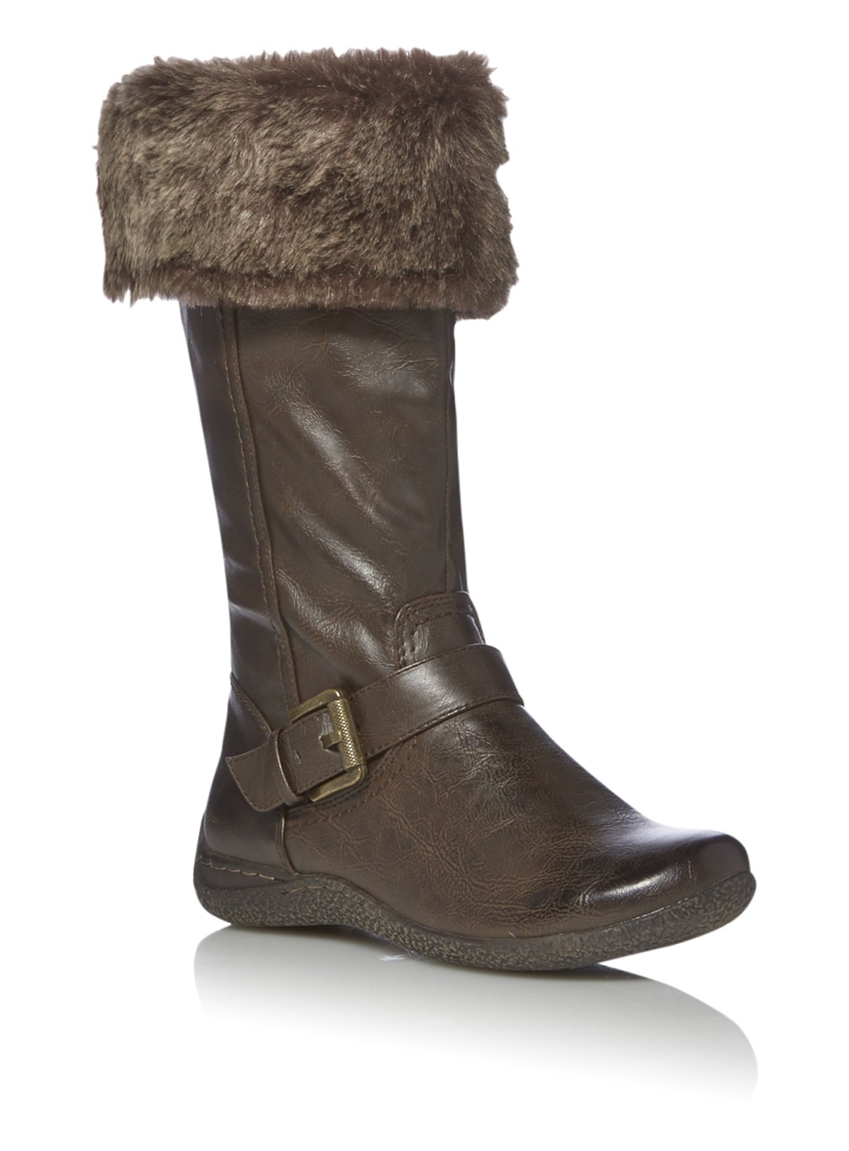 SALE Biomecanics 191205 Girls Leather Boots In Grey With Faux Fur Cuff